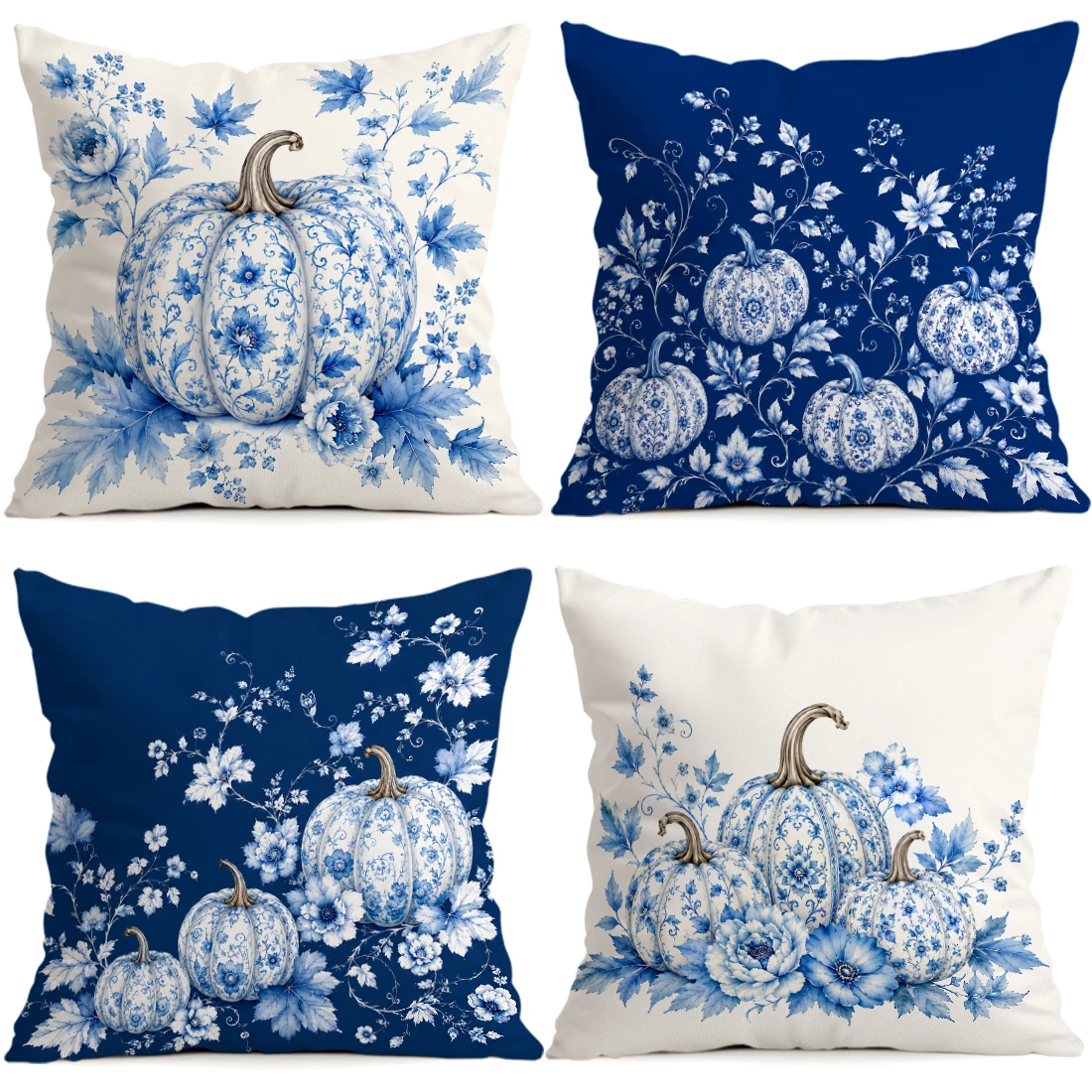 1pcs/4pcs Autumn Porcelain Pumpkin Cushions Pillowcase Polyester Cushion Cover Throw Pillow Pillowcover Home Car Sofa Decor