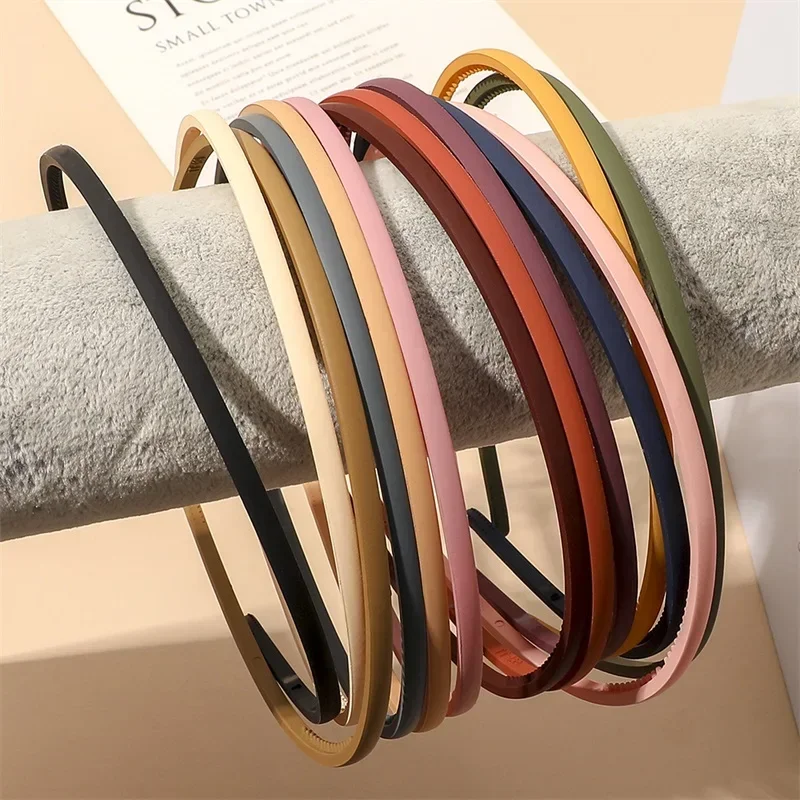 Mode Haarband Vrouwen Plastic Bezel Elegante Effen Kleur Dunne Rand Anti-Slip Haar Hoepel Hoofdbanden Meisjes Haaraccessoires