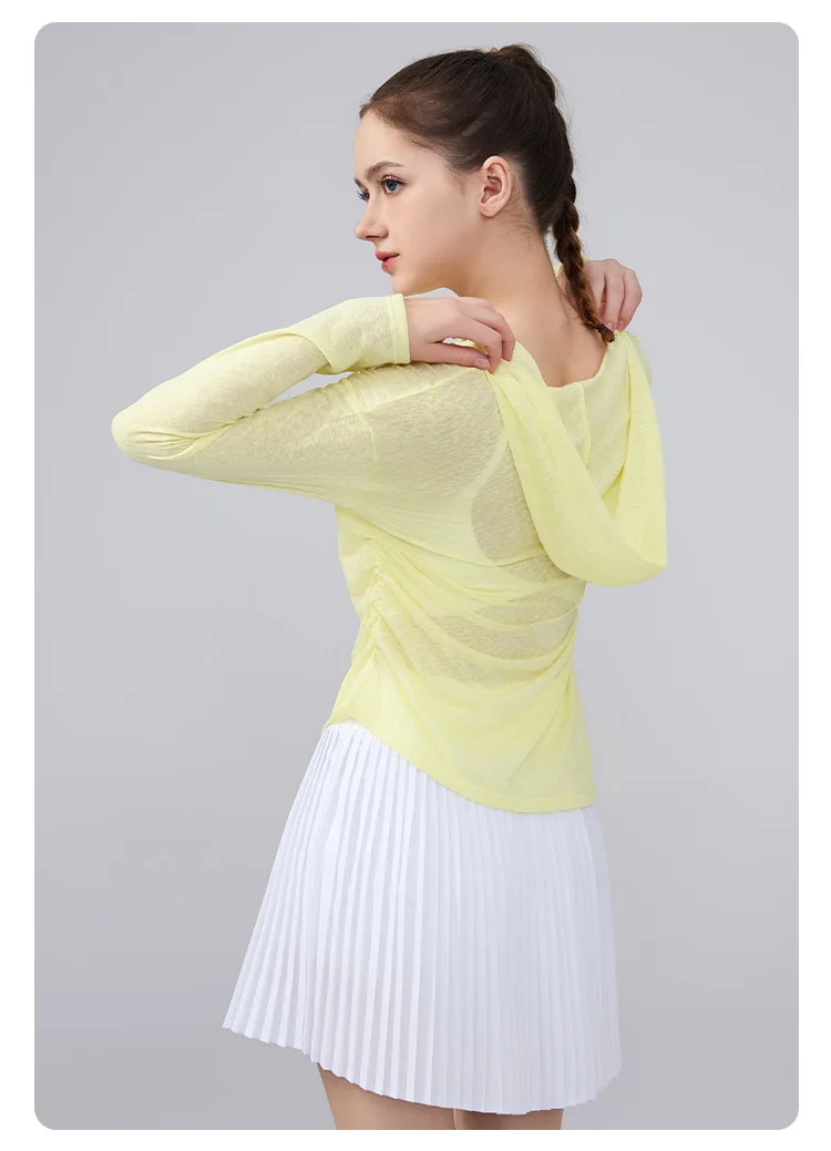 

Летняя женская новая свободная солнцезащитная одежда с длинными рукавами, однотонная толстовка с капюшоном, легкая тонкая дышащая футболка для спортзала и фитнеса