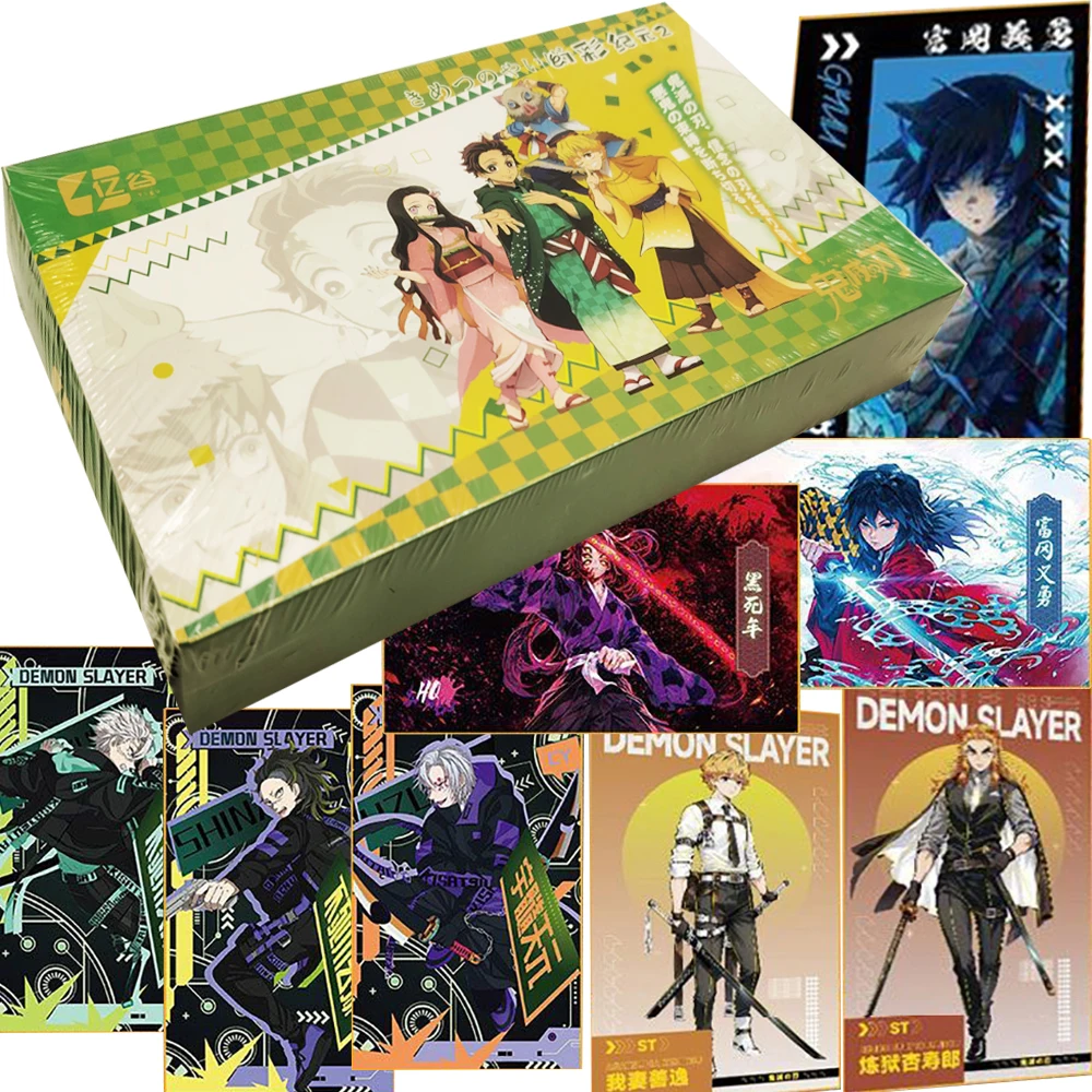 

Demon Slayer Collection Cards for Boys Girls Cartoon Cute Q Version Character Warm Healing Anime Color Paper Cards Festival Gift