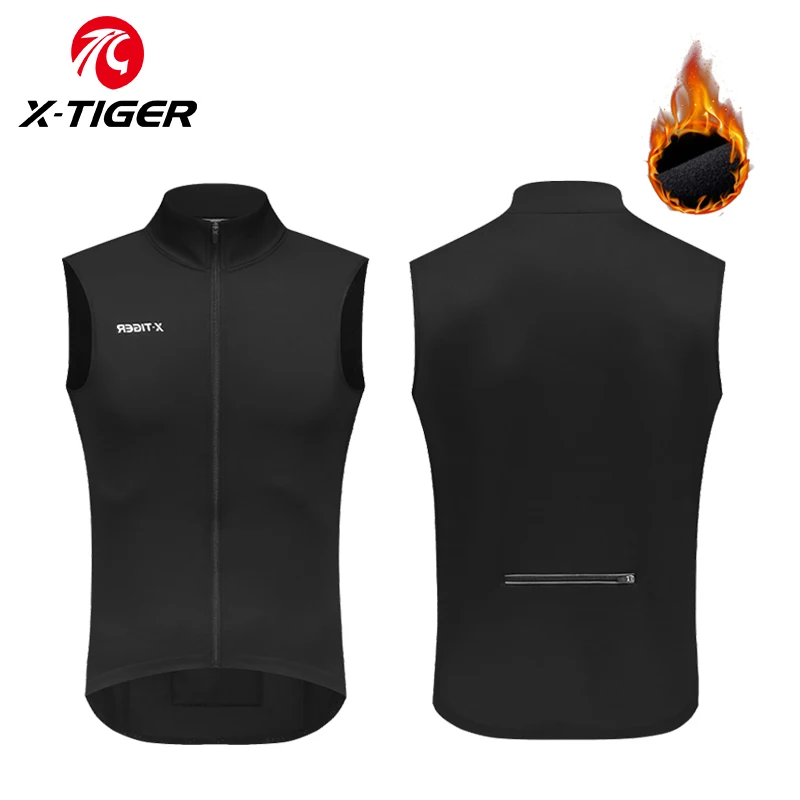 X-TIGER Fahrradjacke, Fahrradweste, winddicht, ärmellos, Thermojacke, leichtes Fahrradoberteil, Fahrradbekleidung, reflektierende Weste