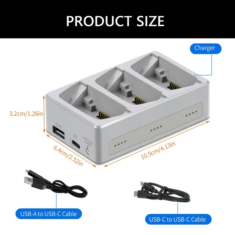 Hub de carregamento de bateria de 3 vias para dji flip drone bateria carregador rápido gerenciador de mordomo banco de potência para dji flip drone acessórios