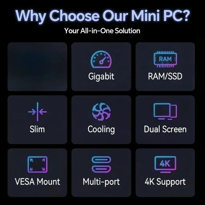 New Mini PC High-Performance LENO Ryzen 5 3500 16GB DDR4 1TB M.2 SSD Small Desktop Computer HDMI DP