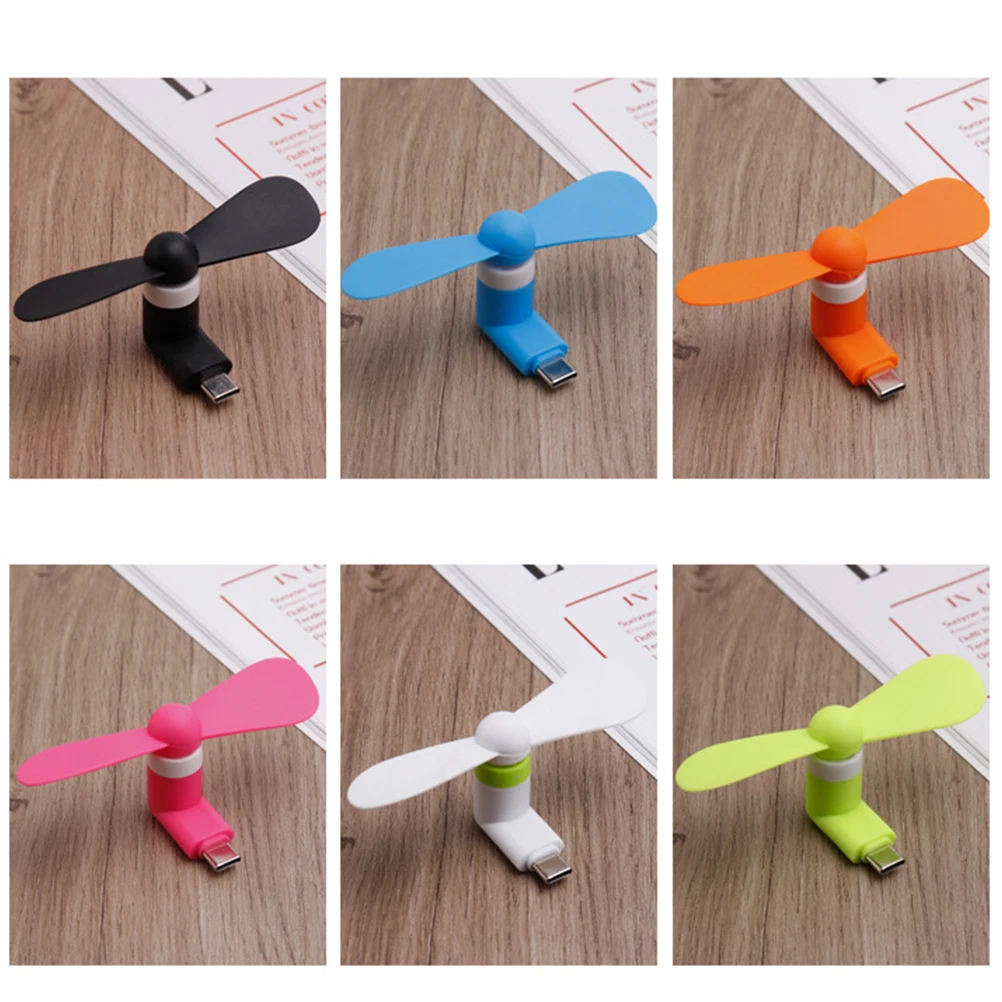 

6 Pcs Small Fan of Mobile Power Supply Type-C USB Mini Cell Phone Smartphone Blue