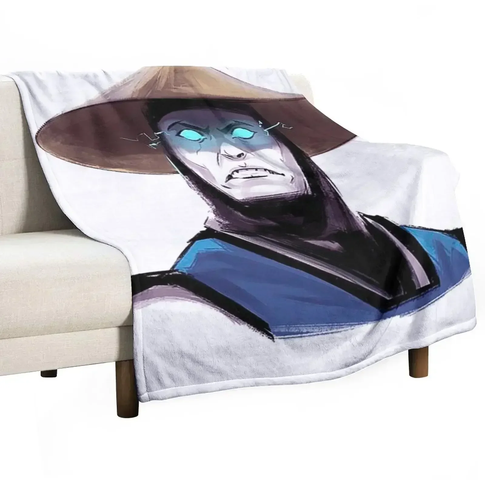 

Mortal Kombat Raiden Head Throw Blanket Cute Flannel Soft Plaid Blankets