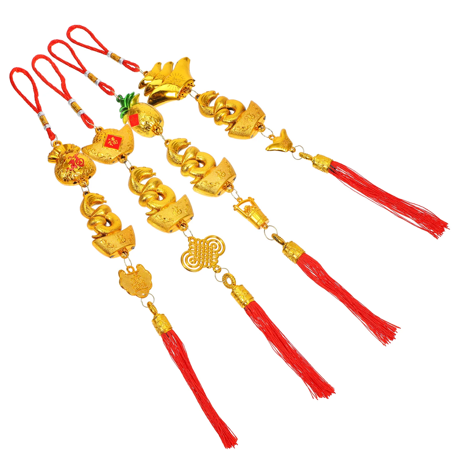 

4pcs Chinese New Year Snake Pendants 2025 Festival Hanging Decorations Bonsai Style Ornament Car Door Window Tassel Pendant