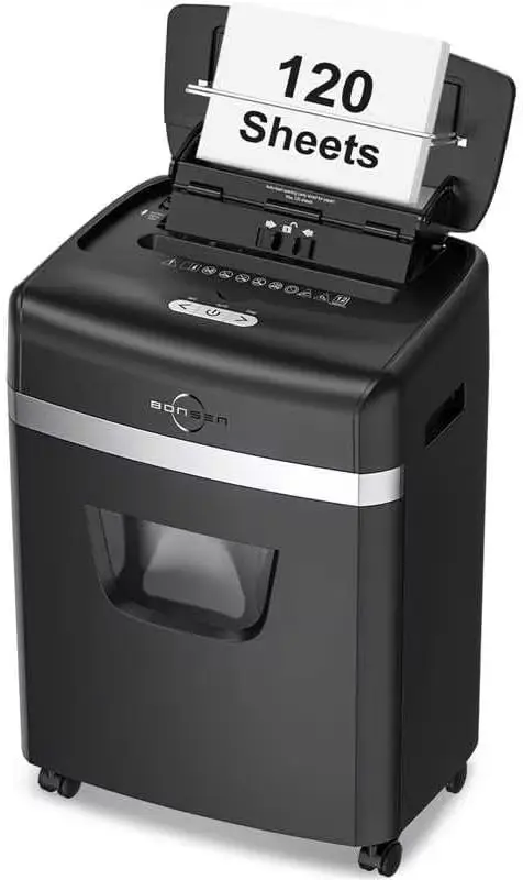 120-Sheet Auto Feed Paper Shredder, Micro Cut Paper Shredders for Home Office Use, 30 Minutes/High Security Level P-4/6 Gallon