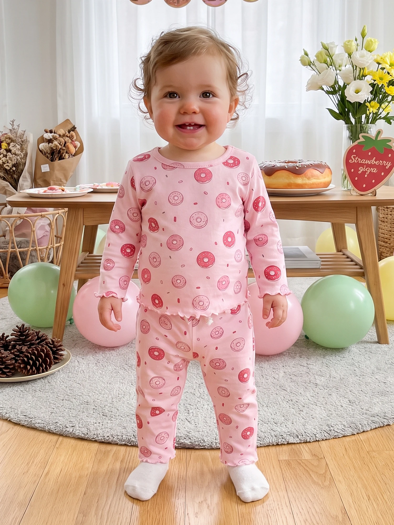 Girls Fall Sleeve Tops Pants Girls-Fall-Outfit Toddler-Baby-Girls Baby Girls Fall Print Donut Print Long