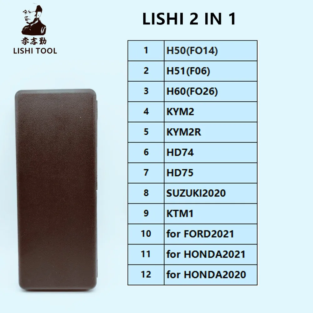 Lishi tool 2 in 1 H50(FO14) H51(F06) H60(FO26) KYM2 KYM2R HD74 HD75 for SUZUKI2020 KTM1 for FORD2021 for HONDA2020 for HONDA2021