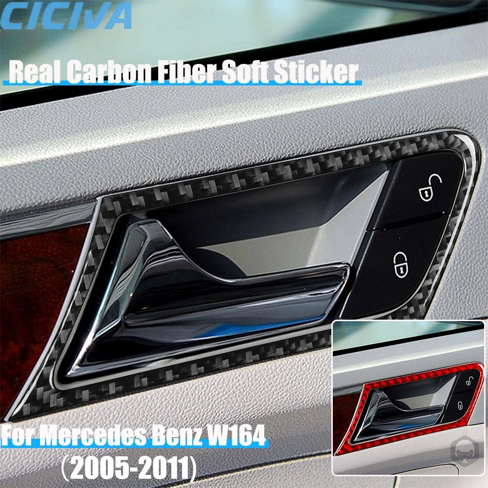 

Real Carbon Fiber Car Accessories Door Handle Decorative Frame Trim Cover Soft Sticker For Mercedes Benz M Class W164 2005-2011