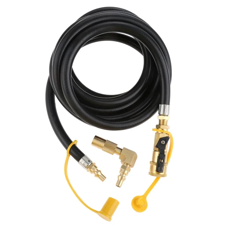 12FT Propane Gas Hose 1/4 Inch Quick Connect Plug With Elbow Adapter Fit 17/22 Inch Outdoor Griddle Grill Replacement Line