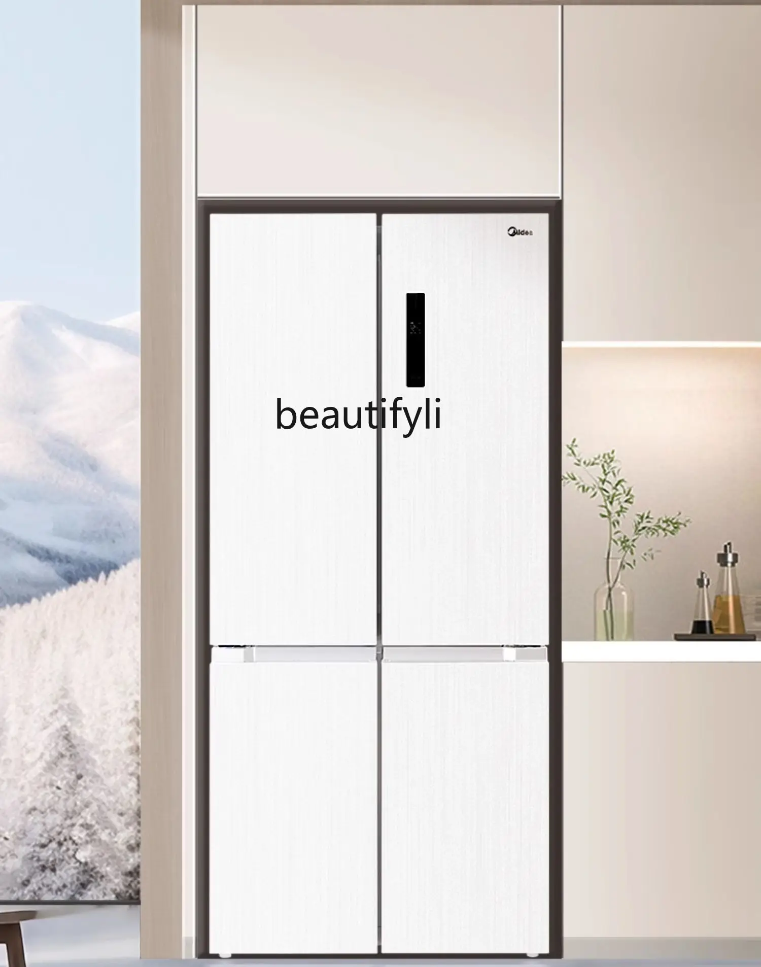 Midea Refrigerator 540 Household White Cross Double Open Four-Door Large Capacity with Ice Making