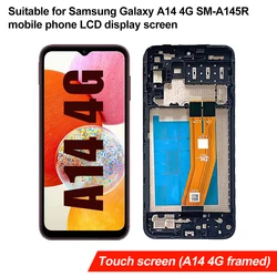 AMOLED for Samsung Galaxy A14 4G SM-A145R LCD Display Full Touch Screen Digitizer Assembly Parts Replacement with Frame