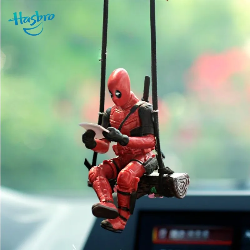 Marvel Deadpool animation peripheral cartoon Q version mini movable figure reading style car rearview mirror decorative pendant