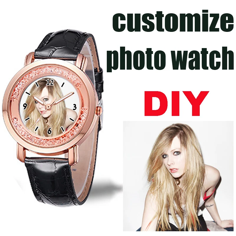 

Женские наручные часы с фотографией на заказ, часы со стразами и поддельными бриллиантами, часы с изображением «сделай сам», часы с принтом логотипа, женский подарок на день рождения