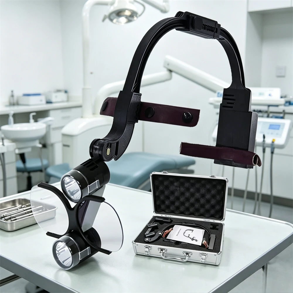 Loupes binoculaires dentaires LED 5W avec lampe frontale réglable 2,5X 3,5X pour chirurgie