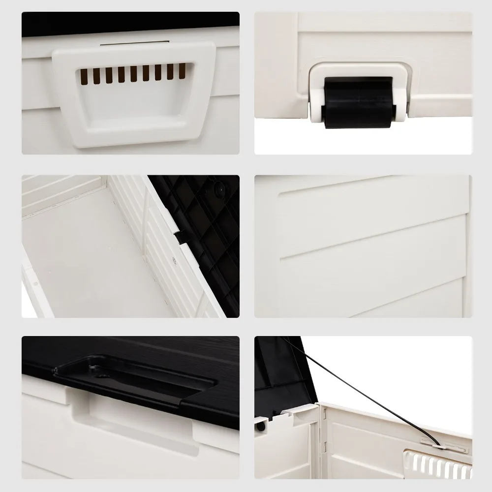 75gal 280L Outdoor Garden Plastic Storage Deck Box Chest Tools Cushions Toys Lockable Seat，Outdoor deck box: Lockable packaging delivery box, outdoor storage box view 3