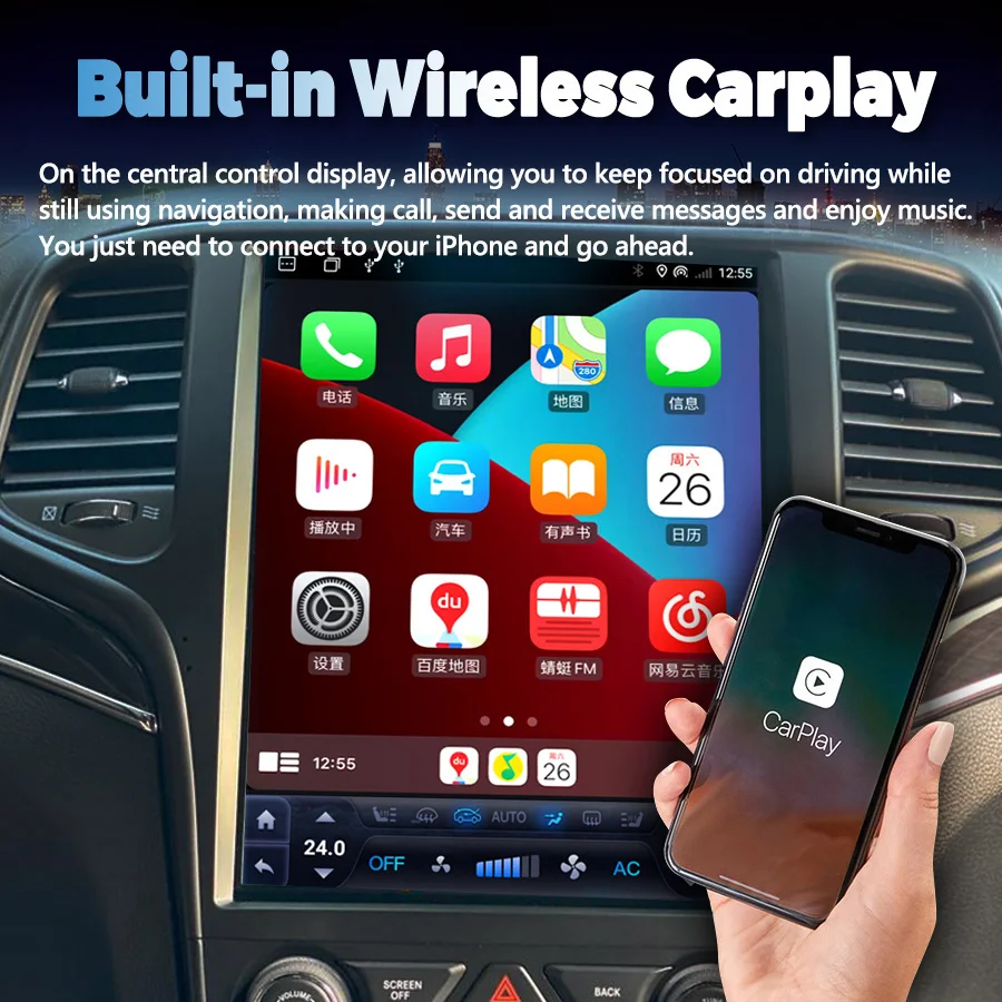 12.8 بوصة أندرويد 14 شاشة عمودية لسيارة جيب جراند شيروكي 2013 - 2018 راديو السيارة الوسائط المتعددة مشغل فيديو نظام تحديد المواقع Carplay الملاحة #2