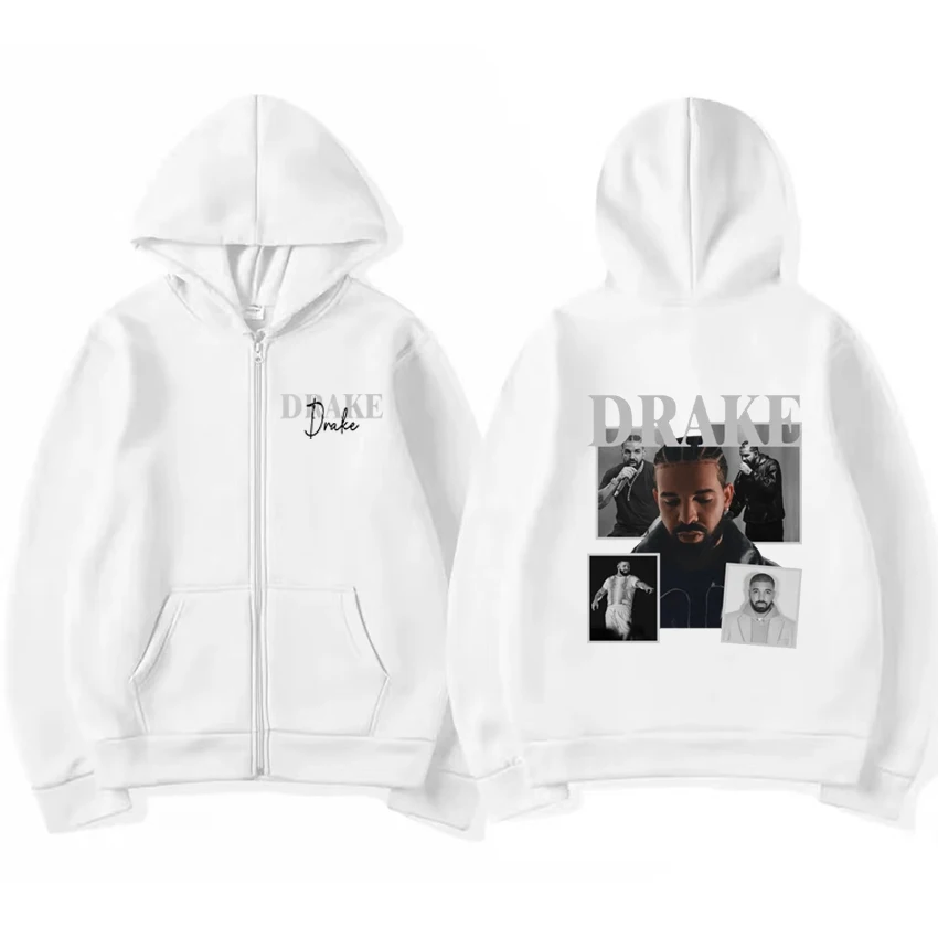 Hete Rapper Drake Hiphop Album Vintage Hoodie Jas Unisex Casual Oversized Streetwear Voor Dames Fleece Jack Met Rits