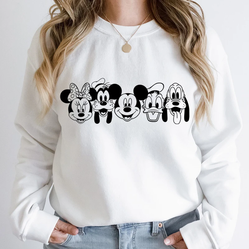 

Забавные толстовки с рисунком Микки и друзей, женские модные повседневные толстовки с капюшоном, одежда для девочек, повседневные топы с Микки и Минни Маус