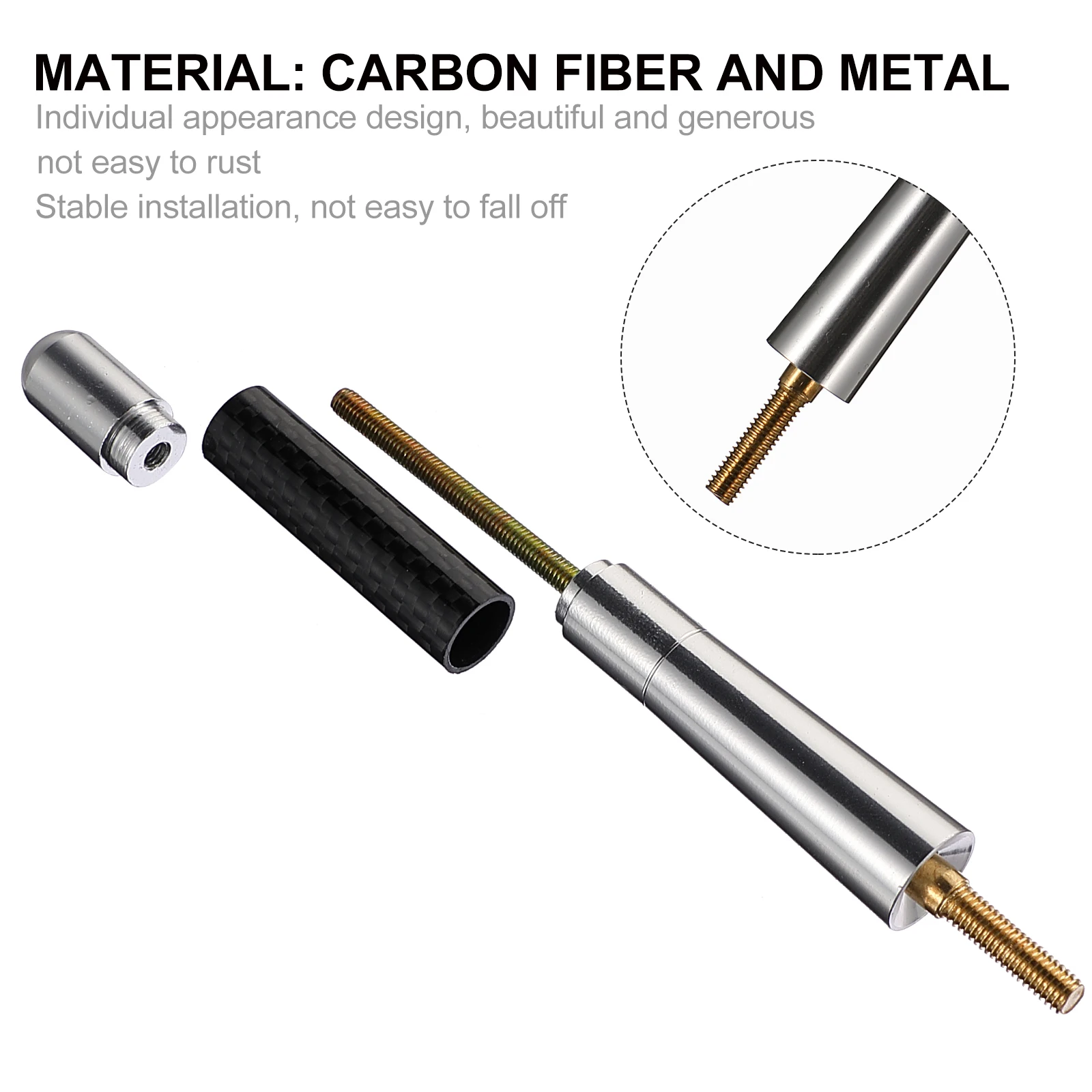

2 Pcs Carbon Fiber Metal Short Antenna Universal Car Radio Signal Styling Accessories 12cm Roof Mount High Reception AM FM