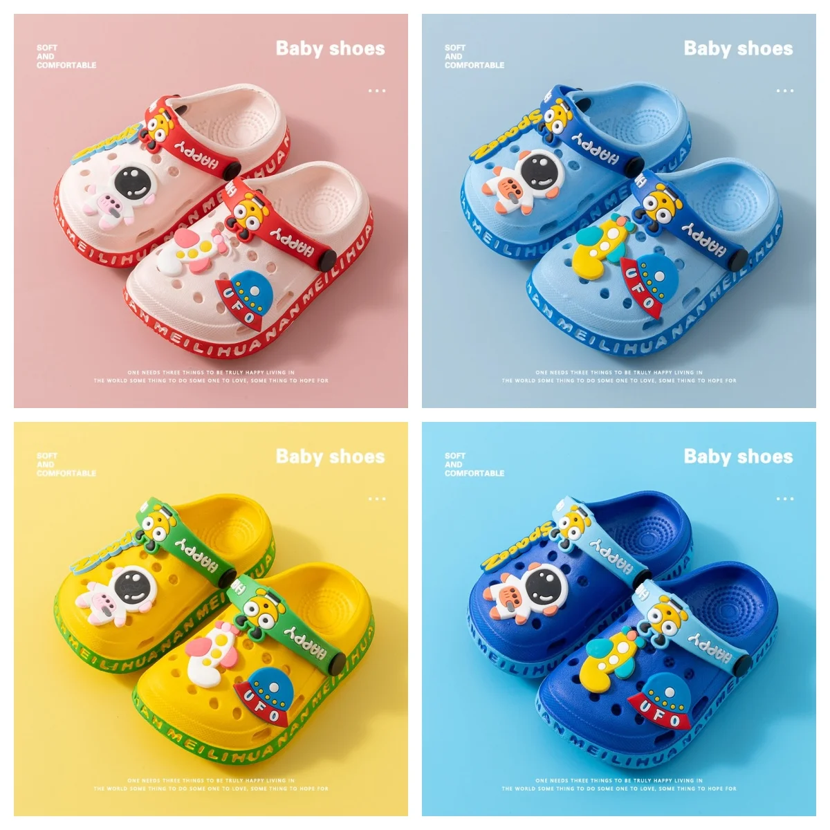 Summer Kids Beach Sandals EVA Ultra-light Boys Girls Baby Non-slip Soft Sole Children Toe-cap Astronaut UFO Sandals and Slippers