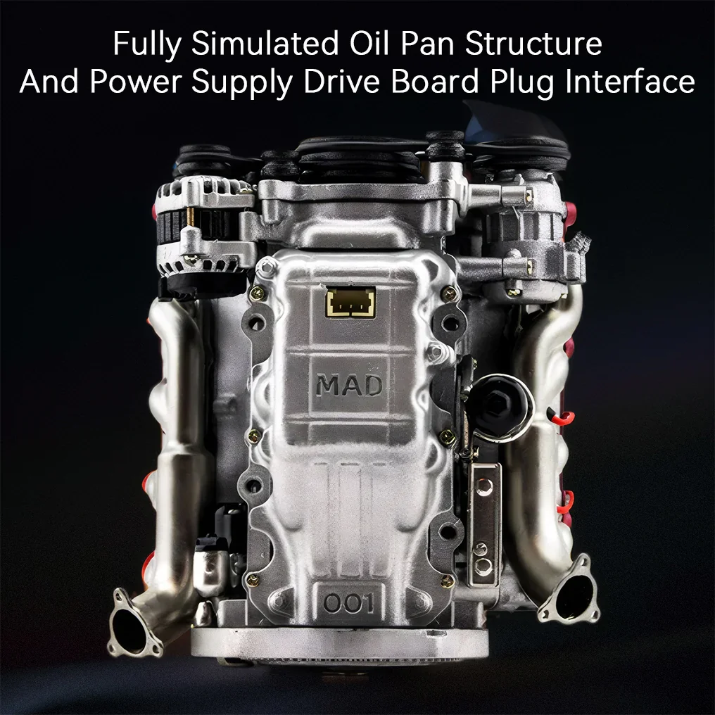 MAD V8 Engine Model Internal Combustion Engine Assembly Kit RC Full Simulation Engine Suitable for RC Car Adults Children Toys