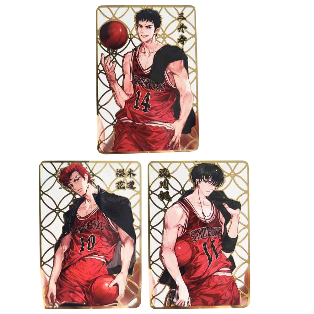 SLAM DUNK DIY Metal collectible cards Sakuragi Hanamichi Mitsui Hisashi Rukawa Kaede Holiday gifts Boy Christma birthday present