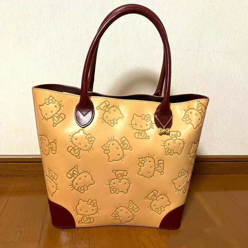 

Hello Kitty Storage Bag Cute Versatile Splicing Women Accessories Decoration Single Shoulder Large Capacity Girl Gift Wholesale