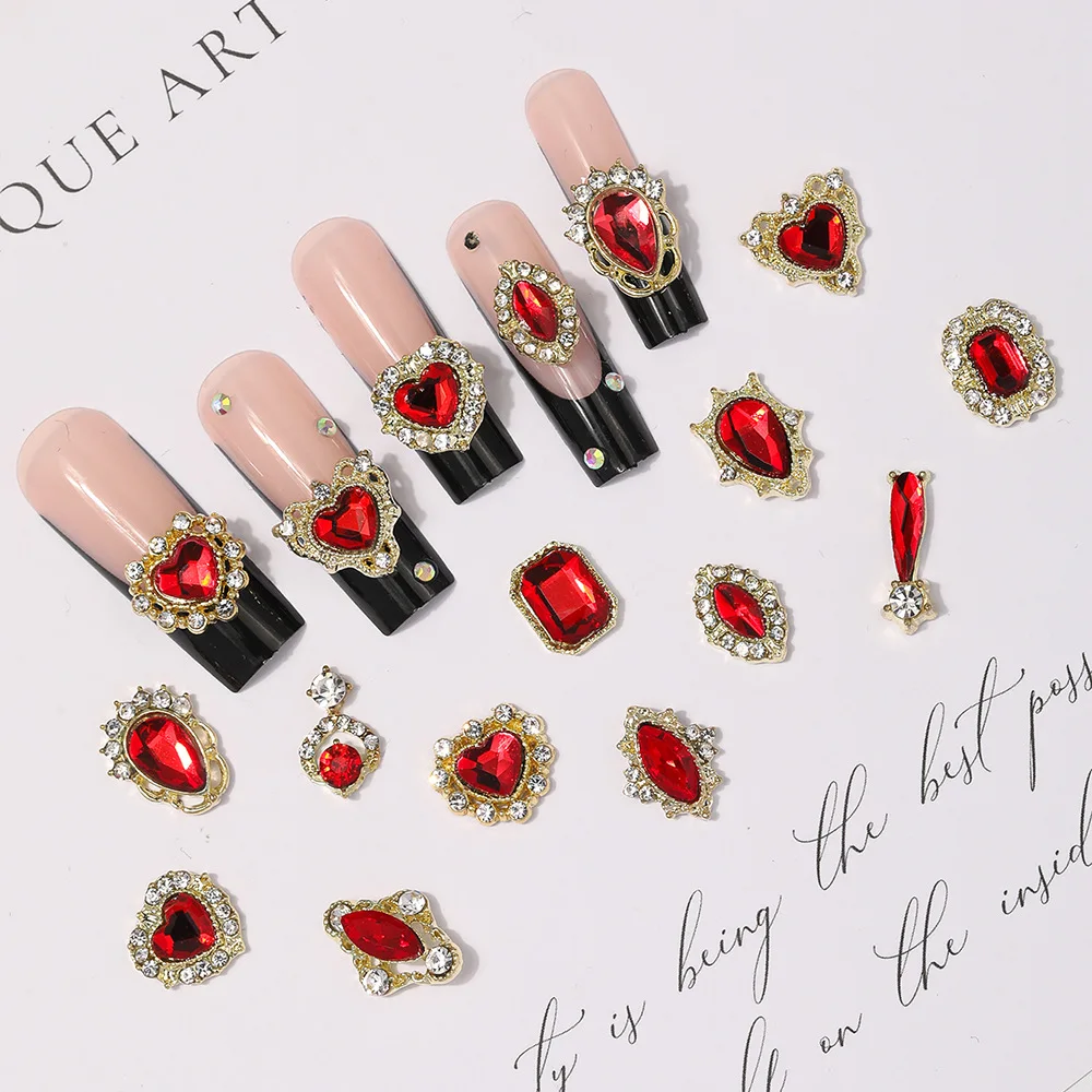 10PCS 3D Luxury Alloy Nail Art Charms เครื่องประดับอัญมณีหินอุปกรณ์เสริมสําหรับตกแต่งเล็บอุปกรณ์ตกแต่งเล็บวัสดุ
