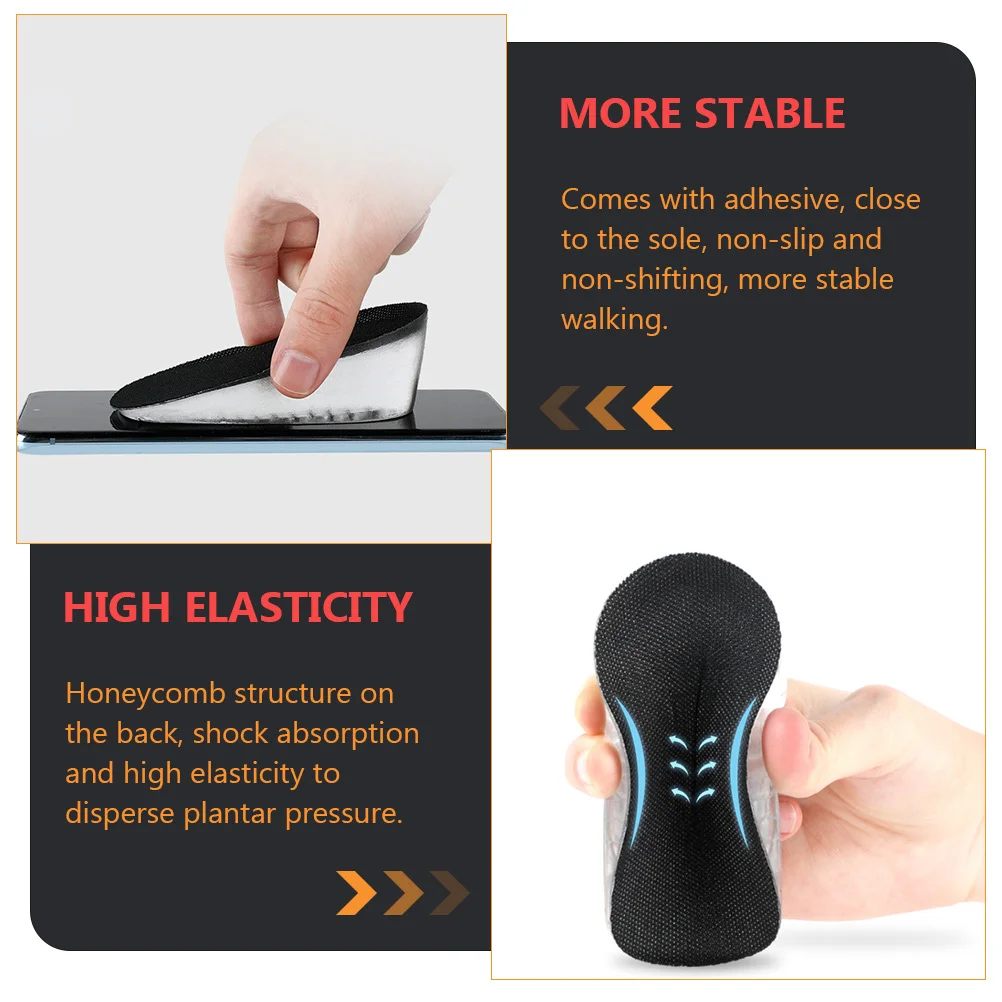 

1pcs 1 Pair Invisible Height Increase Insoles Silicone Soft Shoe Pads For Men Women Honeycomb Non-Slip Washable Plantar Comfort