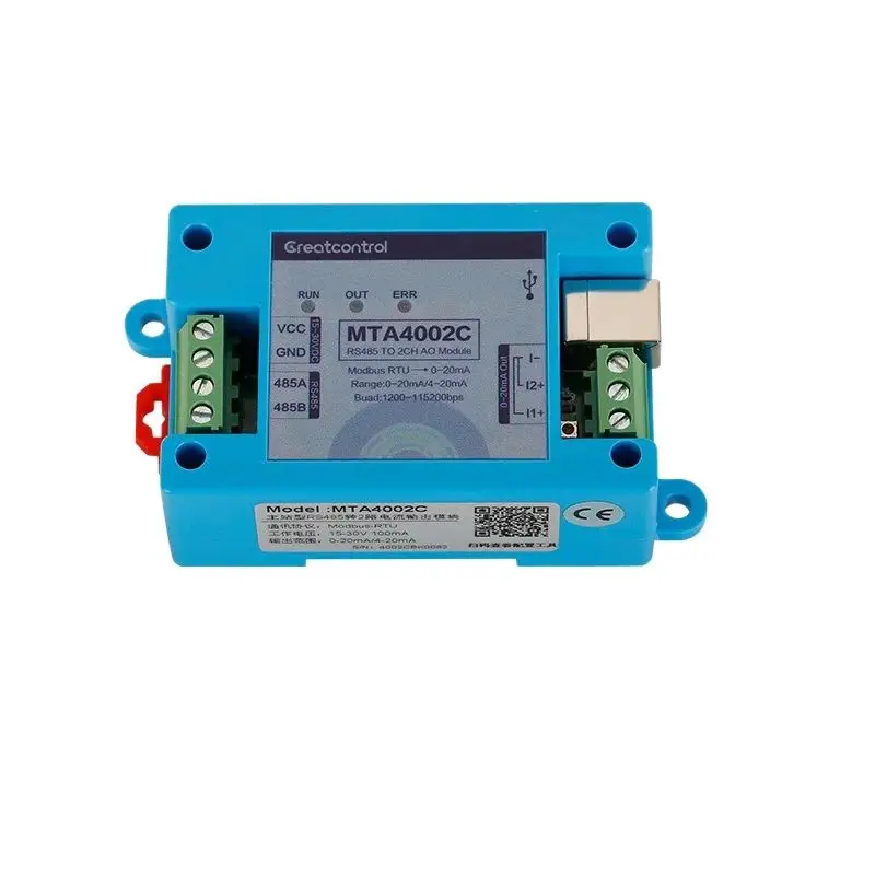 

RS485 main station to 4-20mA instrument slave station to 2 channels of 0-20mA current output module Modbus main station