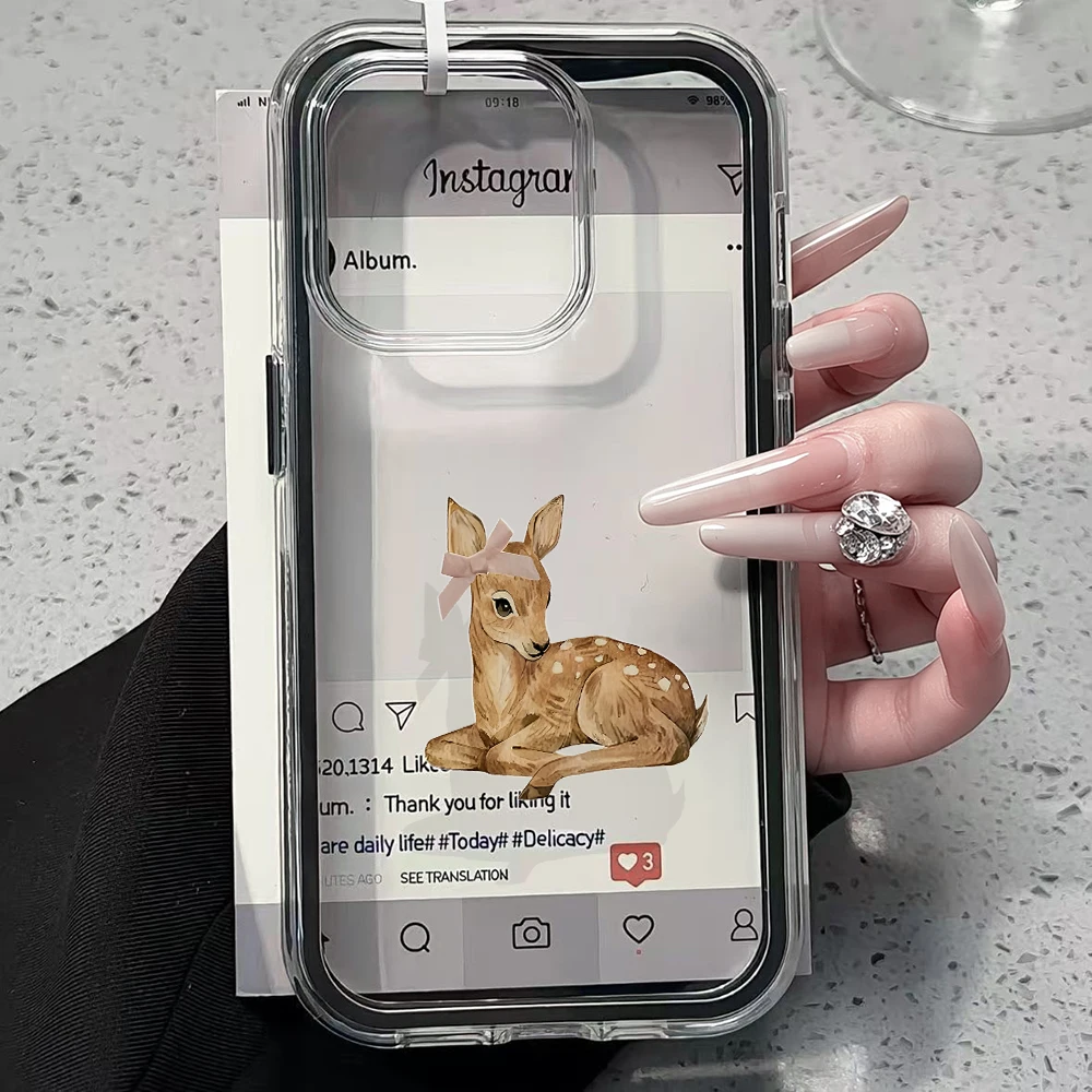 Cartoon-Hirsch-Handyhüllen für Samsung Galaxy S26 Ultra S25 S24 edge s22 s23 Plus FE A57 A54 A55 A16 A35 A36 A37 5G Transparente Hülle – Detail 2
