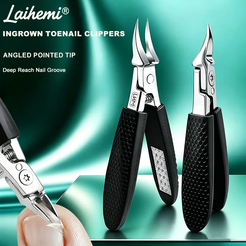 Laihemi Ingrown Toenail Clippers 25° Eagle Beak Sharp Curved Blade Heavy Duty Stainless Steel Nail Trimmer with Built-in File