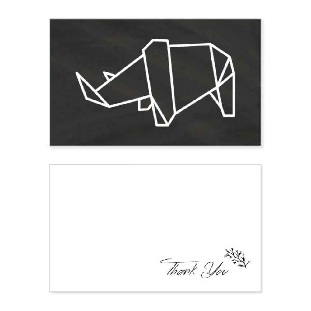 Origa Rhinoceros Geometric Shape Thank You Card Birthday Paper Greeting Wedding Appreciation