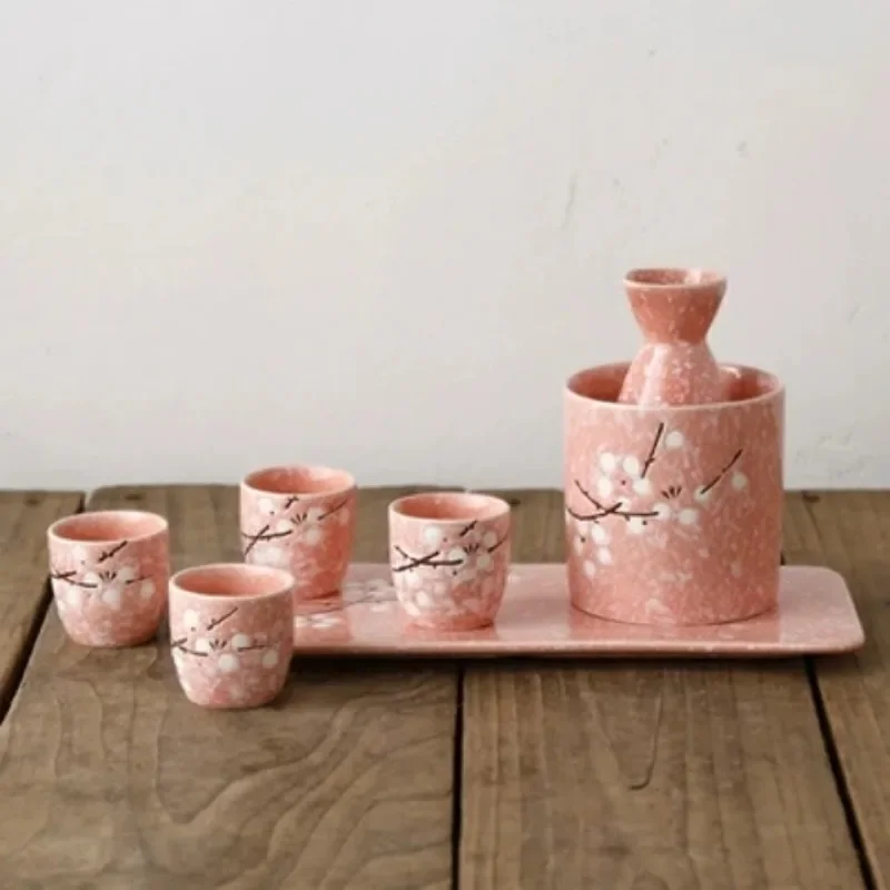

Japanese wine warmer sake small wine pot ceramic sushi restaurant creative white rice wine cup tray set barware drinkware