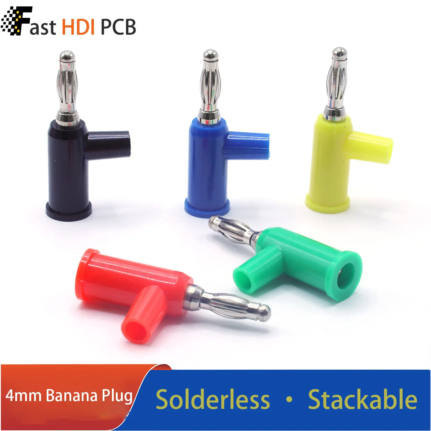 4mm Stackable Banana Plug Solderless Screw Type Gun Shape 24A 60VDC Nickel Plated for Test Lead Speaker Wire DIY – Red Black