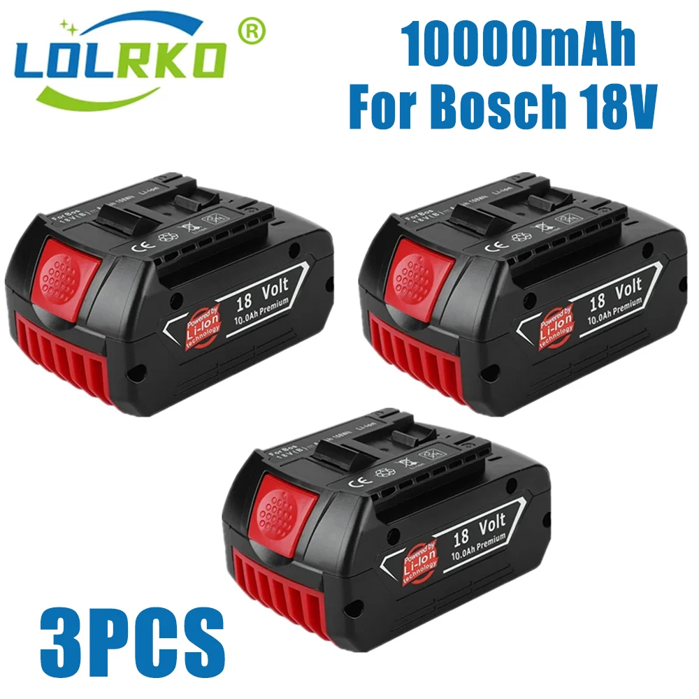 

NEW 18V 10Ah Rechargeable Li-ion Battery For Bosch 18V Power tool Backup 10000mah Portable Replacement BAT609 Indicator light