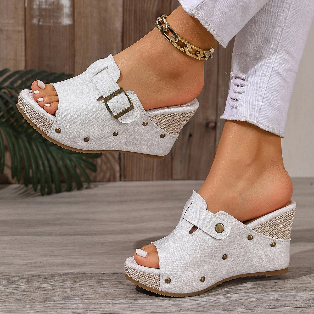 New Women Sandals Retro Peep Toe Wedges Shoes Women Summer Roman Open Toe Platform Shoes Women Luxury Casual Designer Sandals