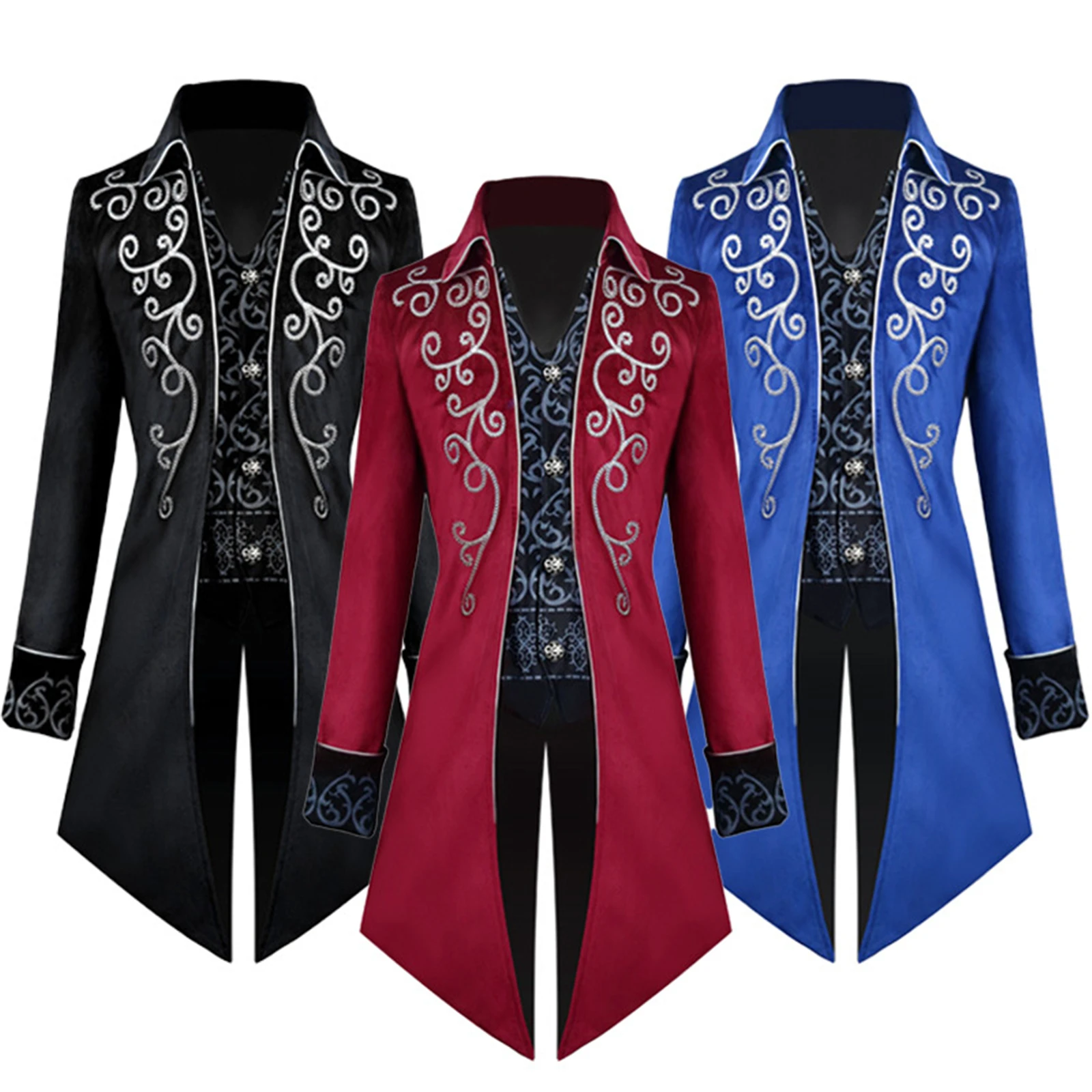 Мужской винтажный фрак в стиле стимпанк, куртка, готический викторианский сюртук, униформа, костюм на Хэллоуин для вечеринки на Хэллоуин