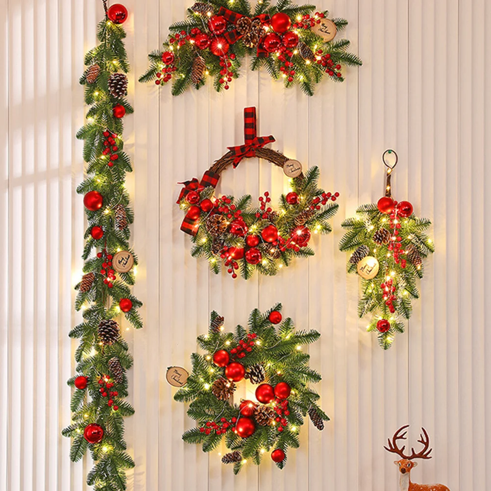 

Christmas Decorations Teardrop Swag Xmas Wreath Fall Leaves Holiday nament Plastic Balls Natural Stems Safe Kids Adults