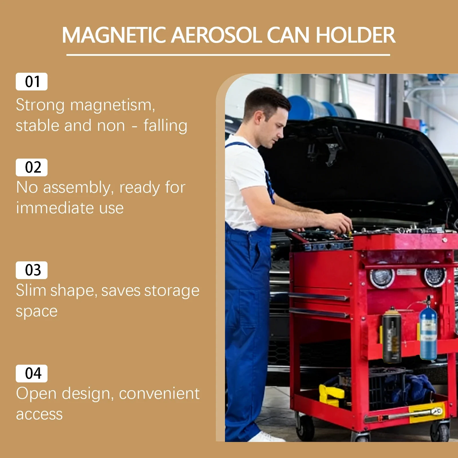 Magnetic Aerosol Can Holder Spray Can Rack Wall Mount Tool-Free Installation Space Saving Organizer for Garage Workshop Kitchen image 2