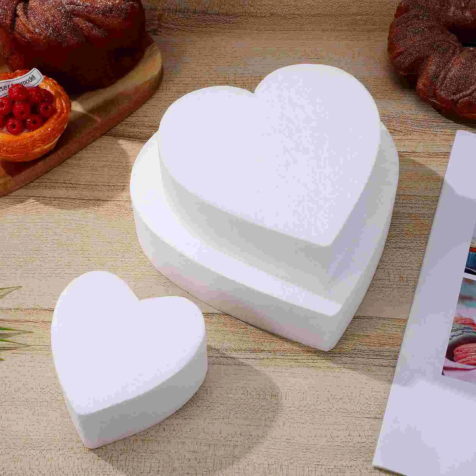 3 pçs bolo de bolha branco diy artesanato espumas canecas prateleira em forma de coração molde modelagem de poliestireno