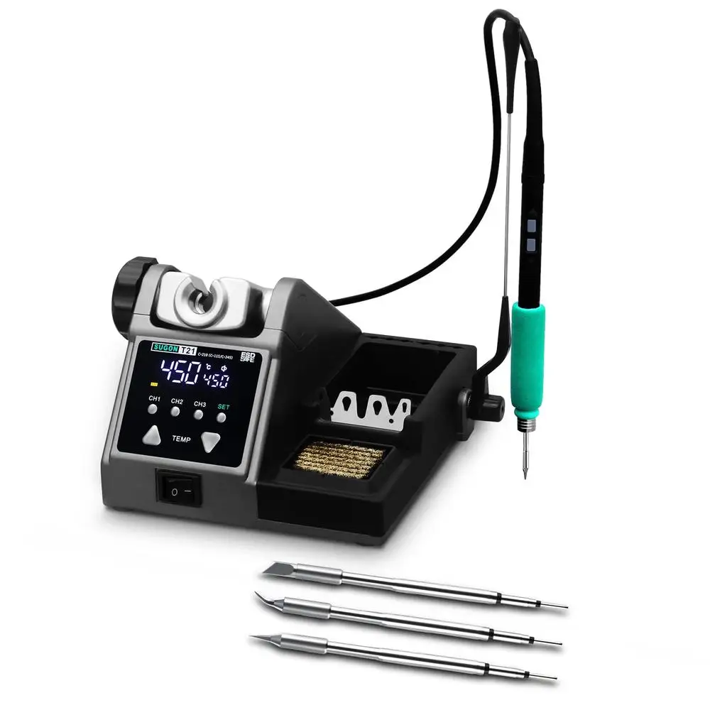 Digital Soldering Iron Station 120w Fast Heat 716℉ 245 Iron Tip Memory Storage Sleep Mode Copper Brush Cleaning Quick Change