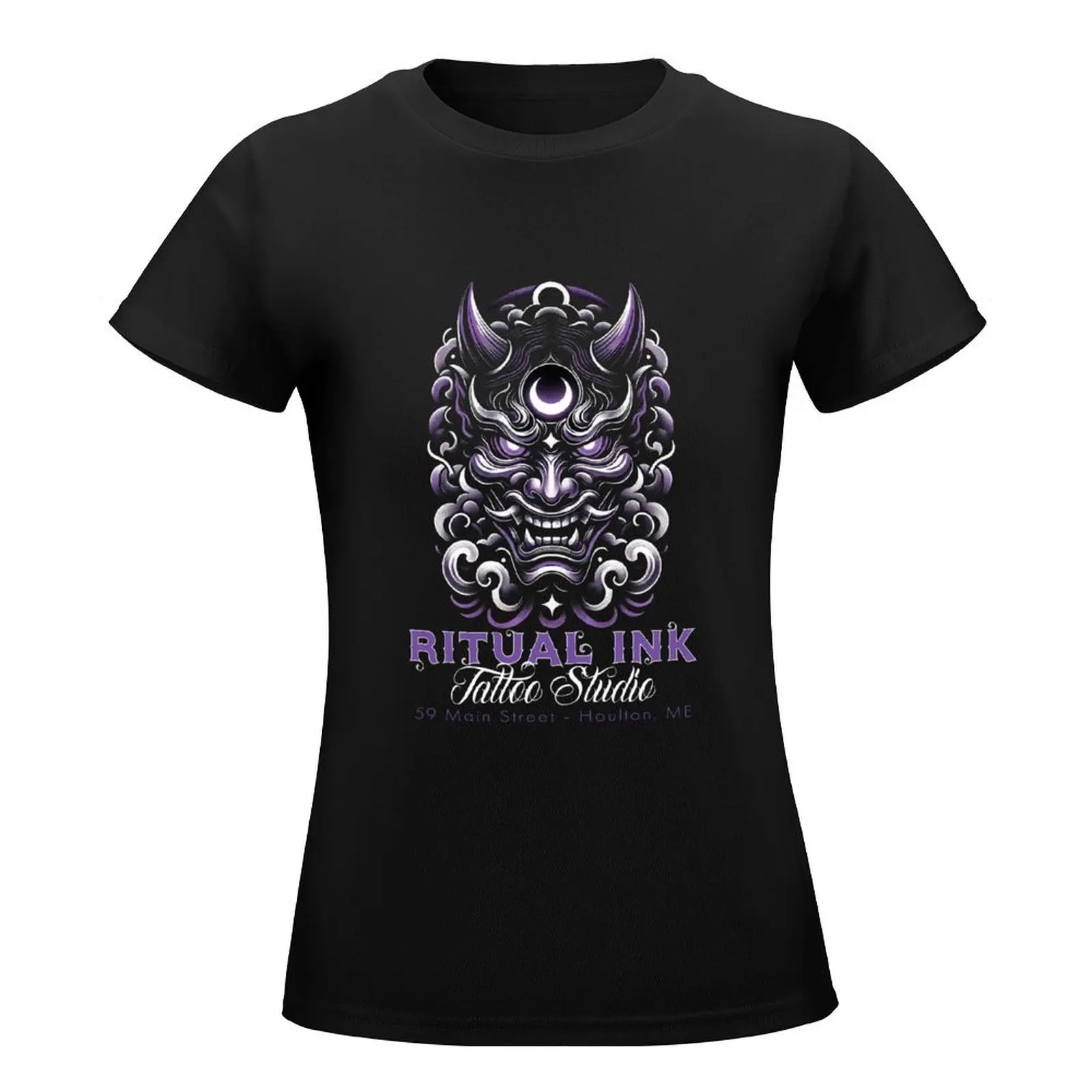 Ritual Ink : Night Oni T-Shirt Female clothing vintage clothes korean fashion plus size t shirts for Women loose fit