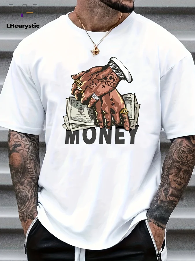 Men'S Sporty T-Shirt with Money Print