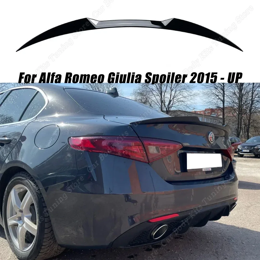 

Car Rear Trunk Spoiler Wing ABS For Alfa Romeo Giulia Spoiler 2015 - UP Tail Trunk Roof Gloss Black Body Kits Tuning Rear Lip