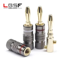 2 uds/1 par de nuevos enchufes banana de alta fidelidad 24K conector Banana chapado en oro de 4MM con bloqueo de tornillo para conector de Audio enchufes de altavoz pistola de Metal