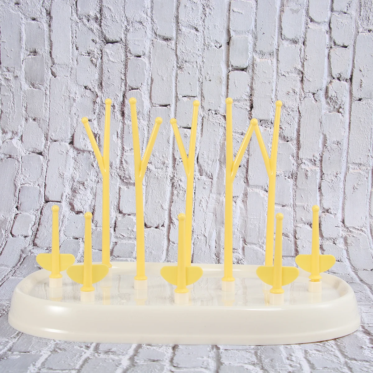

Baby Bottle Drying Rack Yellow Detachable Pegs Adjustable Design Space-Saving Bottle Dryer for Cups and Accessories Drainable