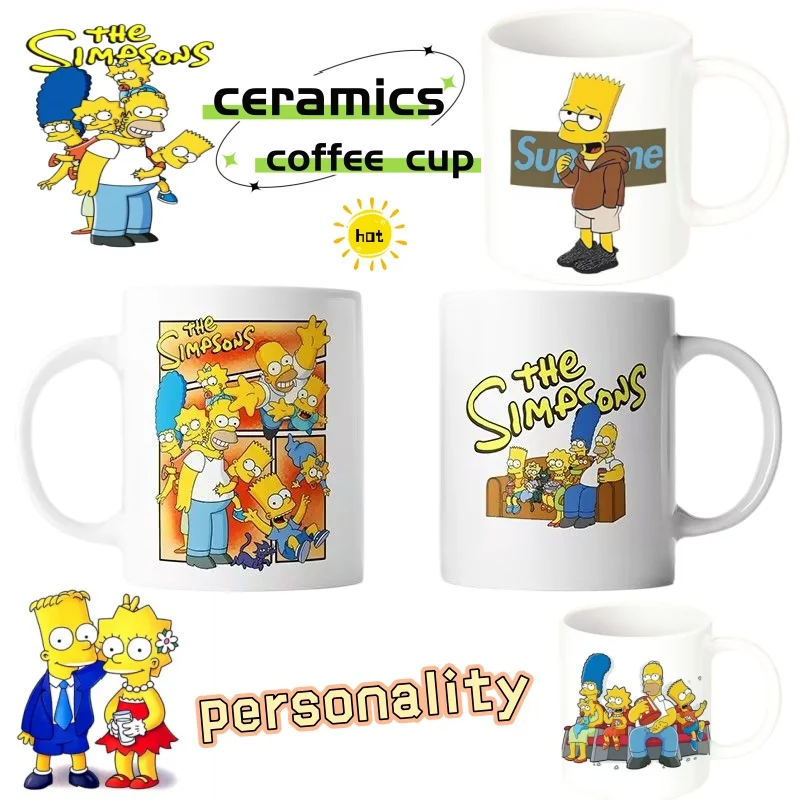 

The Simpsons ceramic mug, cute and stylish cartoon, personalized creative home and office coffee cup, birthday gift for friends